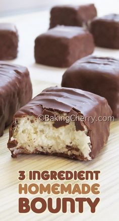 three ingredient homemade bounty chocolates on a table