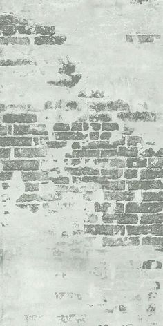 an old brick wall is shown in grey and white