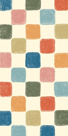 an image of a colorful pattern with small squares on it's surface in pastel colors