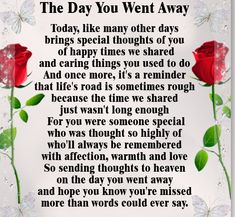 the day you went away poem with two red roses