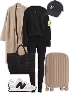 Athleisure Airport Outfit, Travel Weekend Packing, Varley Outfit Ideas, Winter Airport Look, Train Travel Outfit, Winter Airport Outfit, Fall Skirt Outfits With Boots, Airport Outfit Fall, Winter Fashion Inspiration