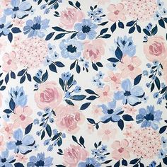 an image of a flowery background with blue and pink flowers