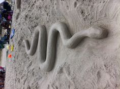 a snake made out of sand on the beach