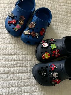 Crocs are the easiest shoes for little kids! Plus these superhero croc charms are the best!!  #creatorfavorite2024 Crocs For Boys, Spiderman Crocs, Crocs With Jibbitz, Crocs With Charms, Kids Crocs, White Crocs, Drippy Outfit, Superhero Kids, Toddler Boy Fashion