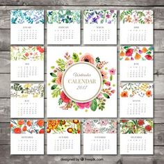 a calendar with colorful flowers on it