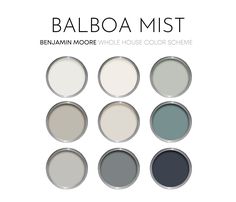 the balboa mist color scheme is shown in several different shades and sizes, including white