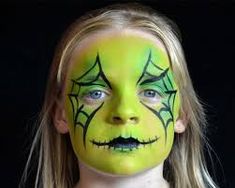 Face Paint Kids Halloween, Witch Face Paint Kids Easy, Zombie Face Makeup For Kids, Witch Face Paint Kids, Kids Halloween Face Painting Ideas, Halloween Make Up For Kids, Easy Halloween Face Paint For Kids, Halloween Face Painting For Kids, Face Paint Ideas For Halloween