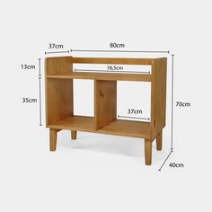 an image of a wooden shelf with measurements