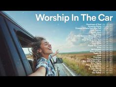 worship in the car cd cover with woman driving on road and grass field behind her