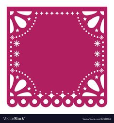 a pink paper cutout with stars and snowflakes in the center on a white background