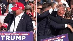 Moment Donald Trump is shot in the side of the head and left with blood strewn across his face in horrifying assassination attempt Kaitlan Collins, Markle Prince Harry, Shots Fired, Billy Ray, Shannen Doherty, Kids Choice Award, Michelle Rodriguez, Shocking News, Adam Sandler