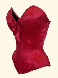 Red Valentine Overbust zipper closure corset, sweetheart bust line, steel boned, burlesque available Corset Aesthetic, Zipper Corset, Bday Shoot, Style Corset, Red Valentine, Red Costume, Red Corset, Satin Ribbon Bow, Duchess Satin