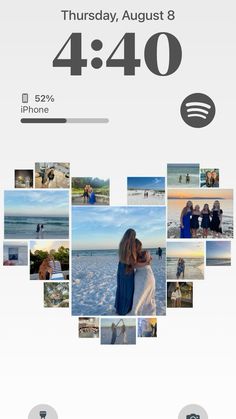 an iphone photo collage with the date and time displayed on it's screen