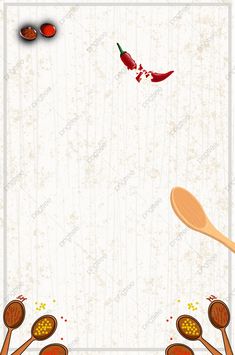 an image of cooking utensils and spices on a white background with space for text