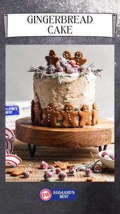 a gingerbread cake with frosting and sprinkles