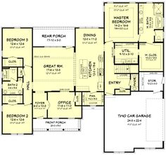 an open floor plan with two car garages on the first level and second story