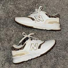 Sold Out! Loved These Shoes And The Little Crystals On Top New Balance 997h, Cheetah Shoes, New Balance White, Leopard Print Sneakers, Shoes New Balance, Shoe Inspo, Print Sneakers, New Balance Shoes, Womens Shoes Sneakers