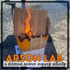 an image of a fire in a box with the words arson lab on it