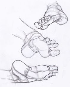 two drawings of feet and hands with one hand holding the other's leg up