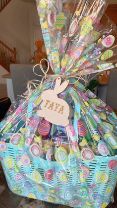 a basket filled with lots of candy and candies