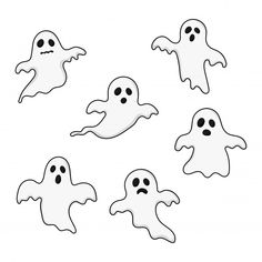 six ghost stickers on a white background