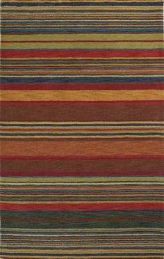 an area rug with multicolored stripes on it