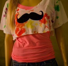 2014 Tumblr Aesthetic Outfits, 2011 Fashion Trends, Mustache Party, 2010s Fashion, 2011 Fashion, Tie Dye Crop Top, Tumblr Fashion, Crop Top Shirts, Western Outfits