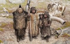 three native american children standing next to each other