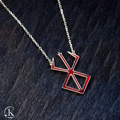 "KAIKO - We made Jewels for the fandom! Present this Sacrifice Necklace, inspired by the sacrifice brand of Miura's legendary work. Made entirely of 925 Silver, its weight is 7 grams approx. The standard necklace measurement is 50cm but it can be requested in other lengths. It has an enameled bottom. * Our products are made in an artisanal way so the delivery time it may vary at different times of the year based on whether we have stock made or need to make it. - Shipping Info - Worldwide Shippi Berserk Behelit, Brand Of Sacrifice, The Sacrifice, Viking Pendant, Cute Charms, Design Reference, Signet Ring, Silver Pendant, Charm Necklace