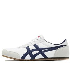 The Onitsuka Tiger Track Trainer White Blue Unisex 'White Blue' is a classic and timeless sneaker. It features the iconic Onitsuka Tiger Stripes design, a lightweight and breathable nylon mesh upper, a comfortable and soft rubber sole, and a sleek colorway of white and blue. This sneaker is perfect for everyday wear, whether you're running errands or hitting the gym. It's also great for outdoor activities, such as hiking and biking. Inspired by the classic Onitsuka Tiger series, this sneaker is sure to be a timeless classic. (SNKR/Gift Recommend) Track Shoes, Asics Sneakers, Aesthetic Inspiration, Onitsuka Tiger, Tiger Stripes, Casual Sport Shoes, Soft Rubber, Timeless Classic, Stripes Design