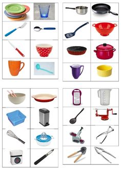 several different types of kitchen utensils are shown