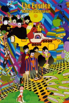 the beatles yellow submarine puzzle is on display