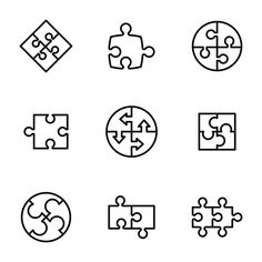 the different pieces of puzzle are shown in black and white