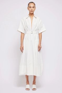 Deanna Belted Midi Dress - White | SIMKHAI Parsons School Of Design, Fashion Institute, Belted Midi Dress, Jonathan Simkhai, Lifestyle Design, Vogue Fashion, White Midi Dress, Creative Studio, Dress White