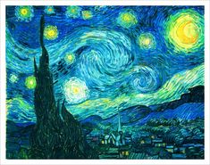 PRICES MAY VARY. Stylish White Border Surrounds Main Image Ships in a Sturdy Tube Great Wall Decor High Quality Poster Small Print - 11x14 Inches Poster of Starry Night by Vincent Van Gogh. �فنسنت فان جوخ, Gogh The Starry Night, Floral Wall Art Prints, Istoria Artei, Starry Night Painting, Most Famous Paintings, Edouard Manet, The Starry Night, Van Gogh Museum