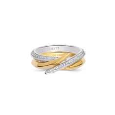 This 18K vermeil pointed curve ring is formed by a continuous curve with a pointed end extended over the top of the ring. The ring features a gently edged profile, stylistically complementing the tapered tip. The slick and fluid silhouette creates a playfully chic vibe. The design raises the wow factor when the rings are stacked, with the prongs interlocked together or in parallel side by side. Mix and match, stack and assemble; the styling possibilities are endless.  The ring comes in a version with polished metal only and another version with clear, blue, or green, pave set cubic zirconia (CZ) stones encrusted along the contour. To ensure the long-lasting life of the jewelry, please remove it before swimming, bathing or showering. Avoid direct contact with beauty products such as perfume Gold And Silver Jewelry Together Mixed Metals, Mixed Metal Ring, Modern Art Movements, Curve Ring, Mixed Metal Rings, April Birthstone Jewelry, March Birthstone Jewelry, Mixed Metal Jewelry, Forever Jewelry