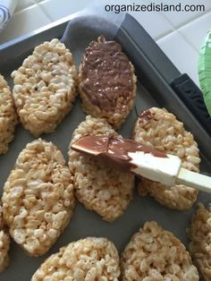 there are some cookies that have been made to look like cereals with chocolate on top