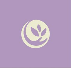 a purple background with a white circle and a plant in the center on top of it