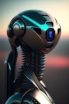 an image of a robot that is looking at something in the distance with its eyes closed