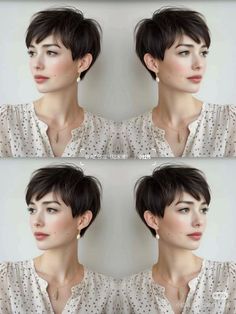 Long Pixie Straight Hair, Feminine Short Hair Pixie, Pixie Thick Hair, Plus Size Pixie Haircut, Feminine Pixie Cut, Feminine Short Hair, Feminine Pixie Cuts, Kort Bob, Brunette Pixie