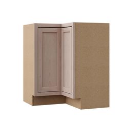 the corner cabinet is made out of wood and has no doors or drawers on it