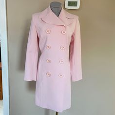 Ron Leal Pink Wool Double Breasted Coat S. Very Stylish And Cute. High Quality! In Like New Condition. Double Breasted Coat, Trench Coats, Double Breasted, Trench Coat, Jackets & Coats, Jackets For Women, Like New, Wool, High Quality