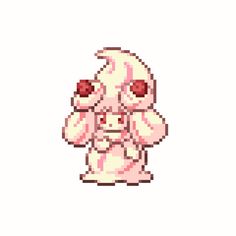 an animal pixellated in pink and white