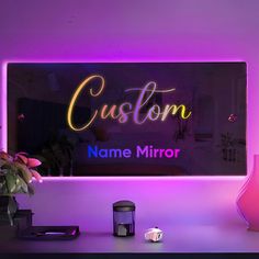 a neon sign that says custom on it