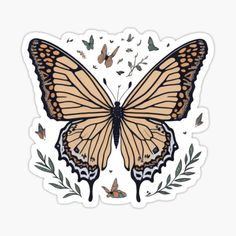 a monarch butterfly sticker on a white background