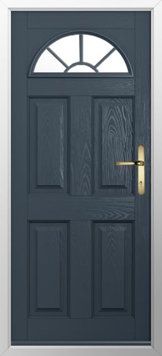 the front door is painted dark blue