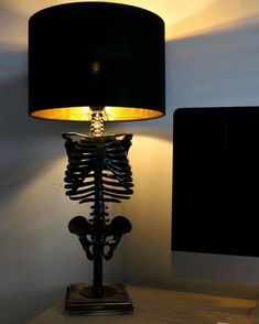 a lamp that is on top of a table