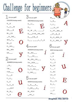 a poster with the words challenge for beginners to learn how to write letters and numbers