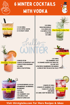 an info sheet describing the different types of cocktails and how to use them for drinks