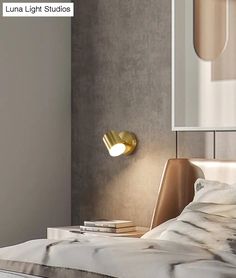 an image of a bedroom setting with the light on